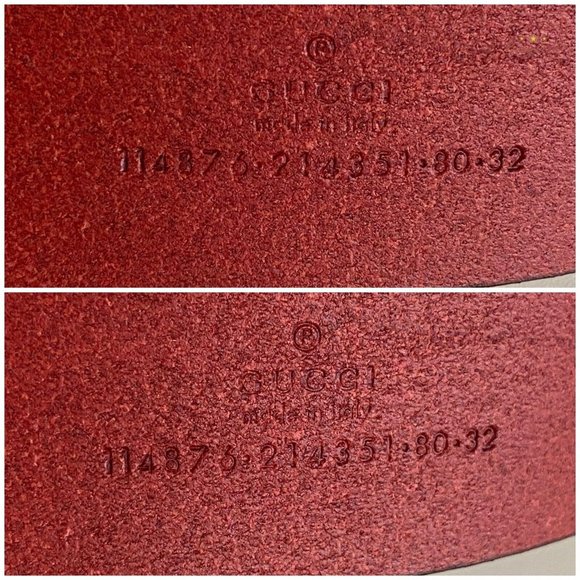 Authentic GUCCI Red Glossy Leather Gold Interlocking G Buckle Belt 80/32 - Picture 7 of 13